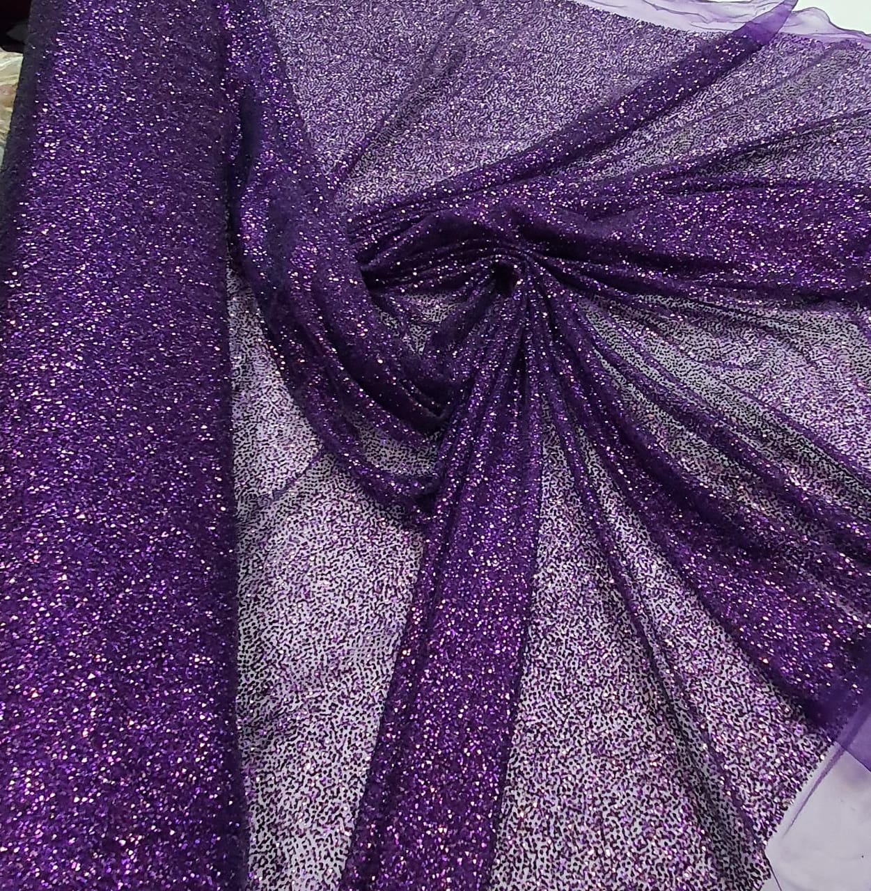 Tule com Glitter Roxo Pesado - Comprimento 1 m x Largura 1,40 m