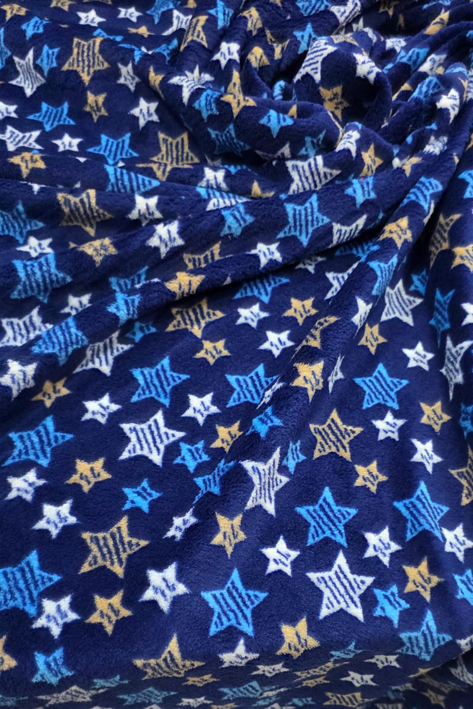 Ultra Soft Fleece Estampada Estrelas Fundo Azul - Comprimento 1 m x Largura 1,80 m