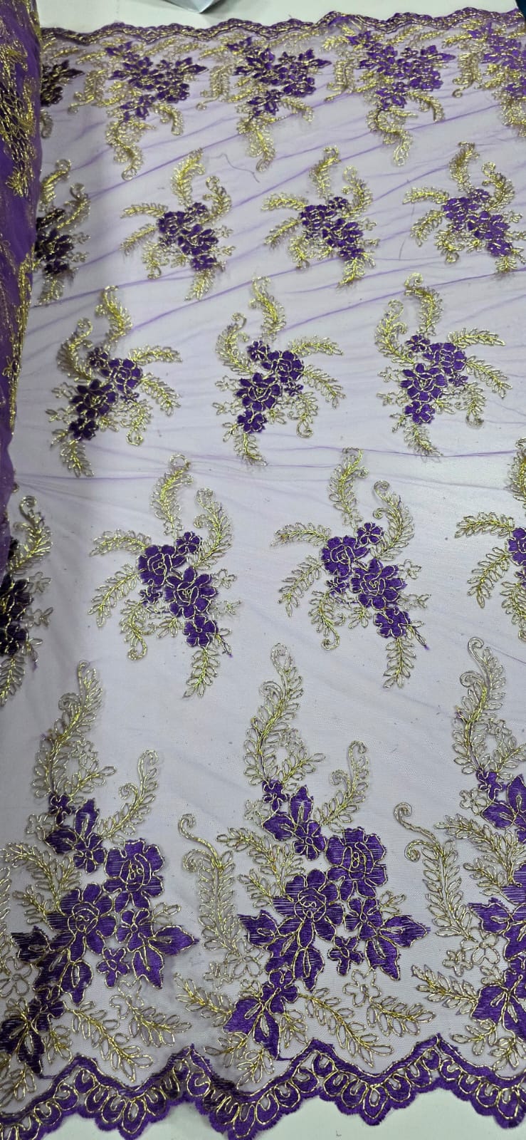 Tule Bordado Europa Bicolor Roxo JKS8 