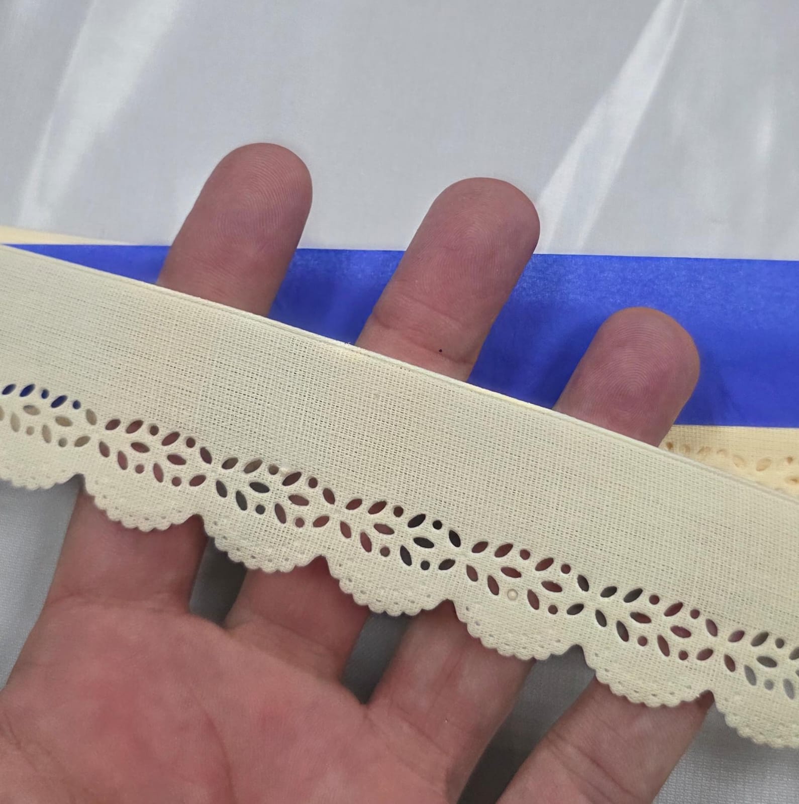 Bordado Inglês Modelo 2021/02 3,7cm Creme - Peça 10m