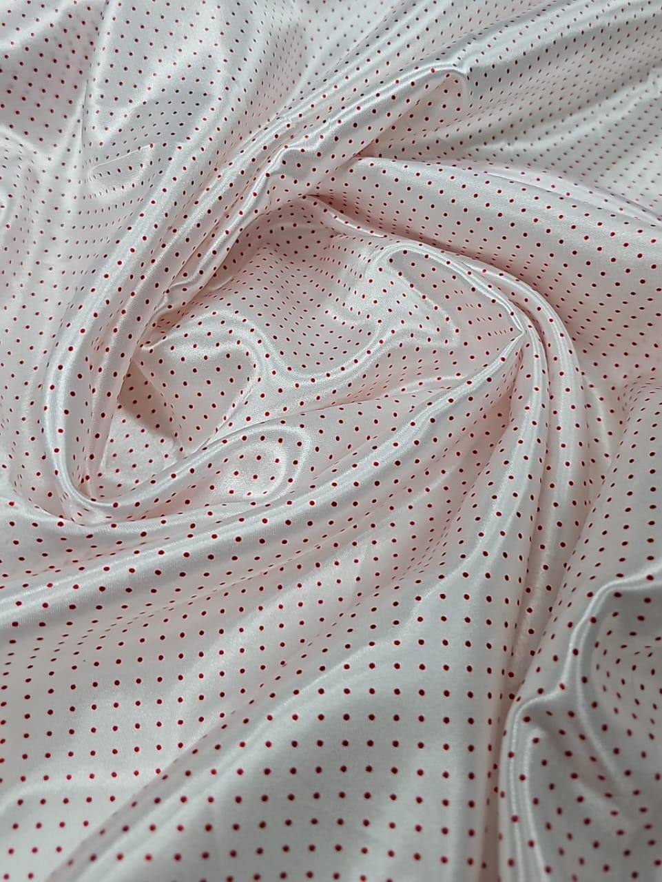 Cetim Estampado Mini Poá Vermelho