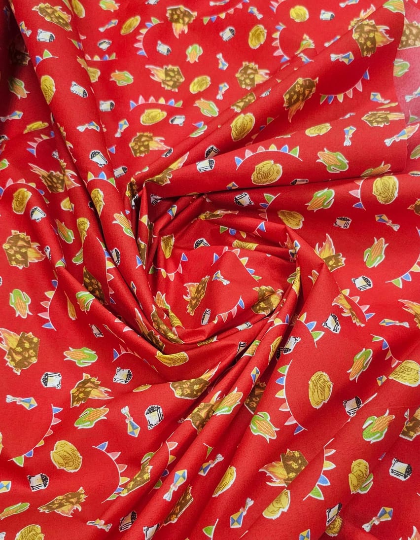 Chitão Estampada Festa Junina Fundo Vermelho