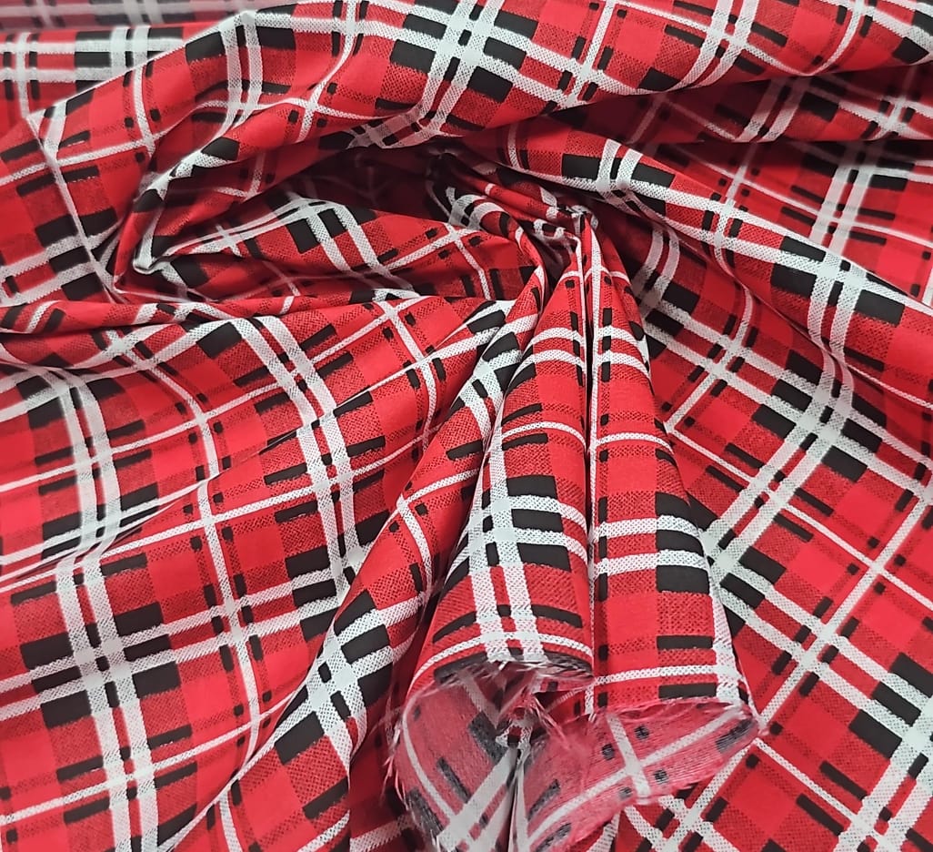 Chitão Estampado Escocês Xadrez Vermelho