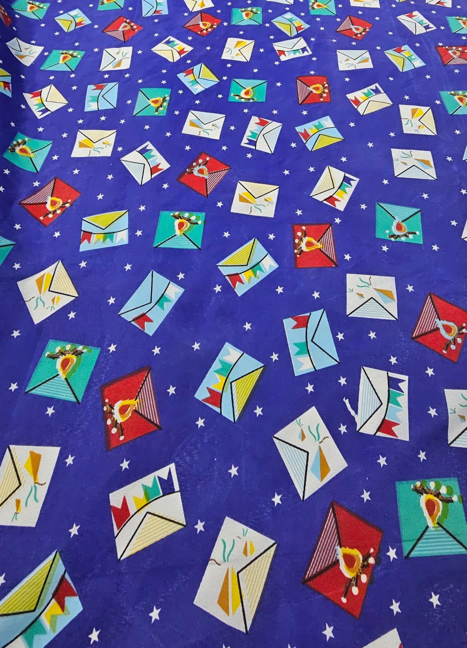 Chitão Estampado Fundo Azul Festa Junina