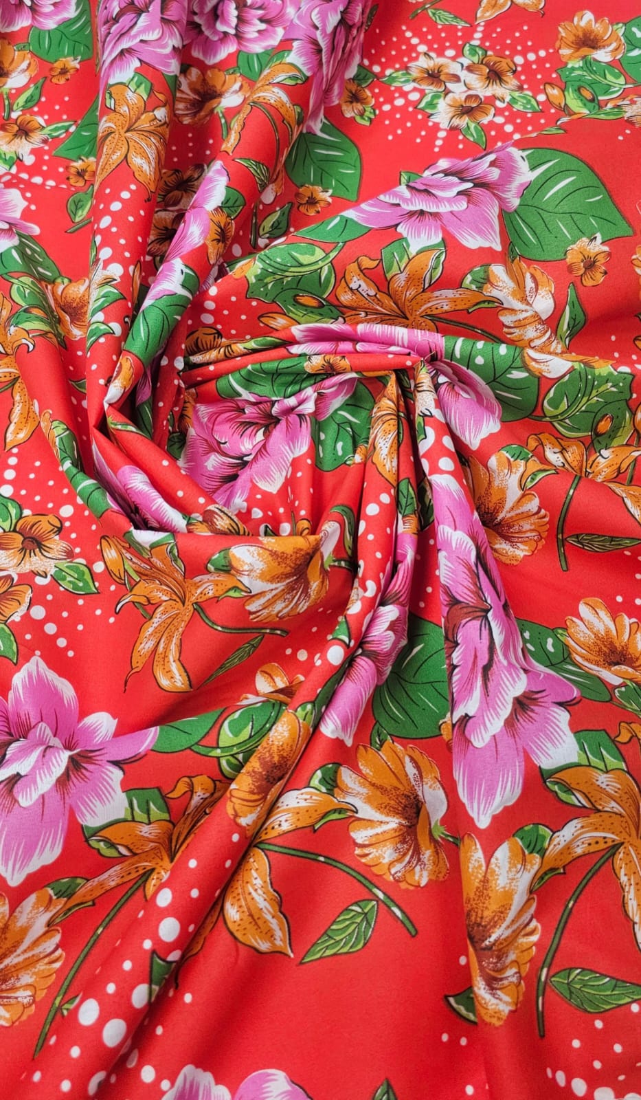 Chitão Estampado Fundo Vermelho 51A