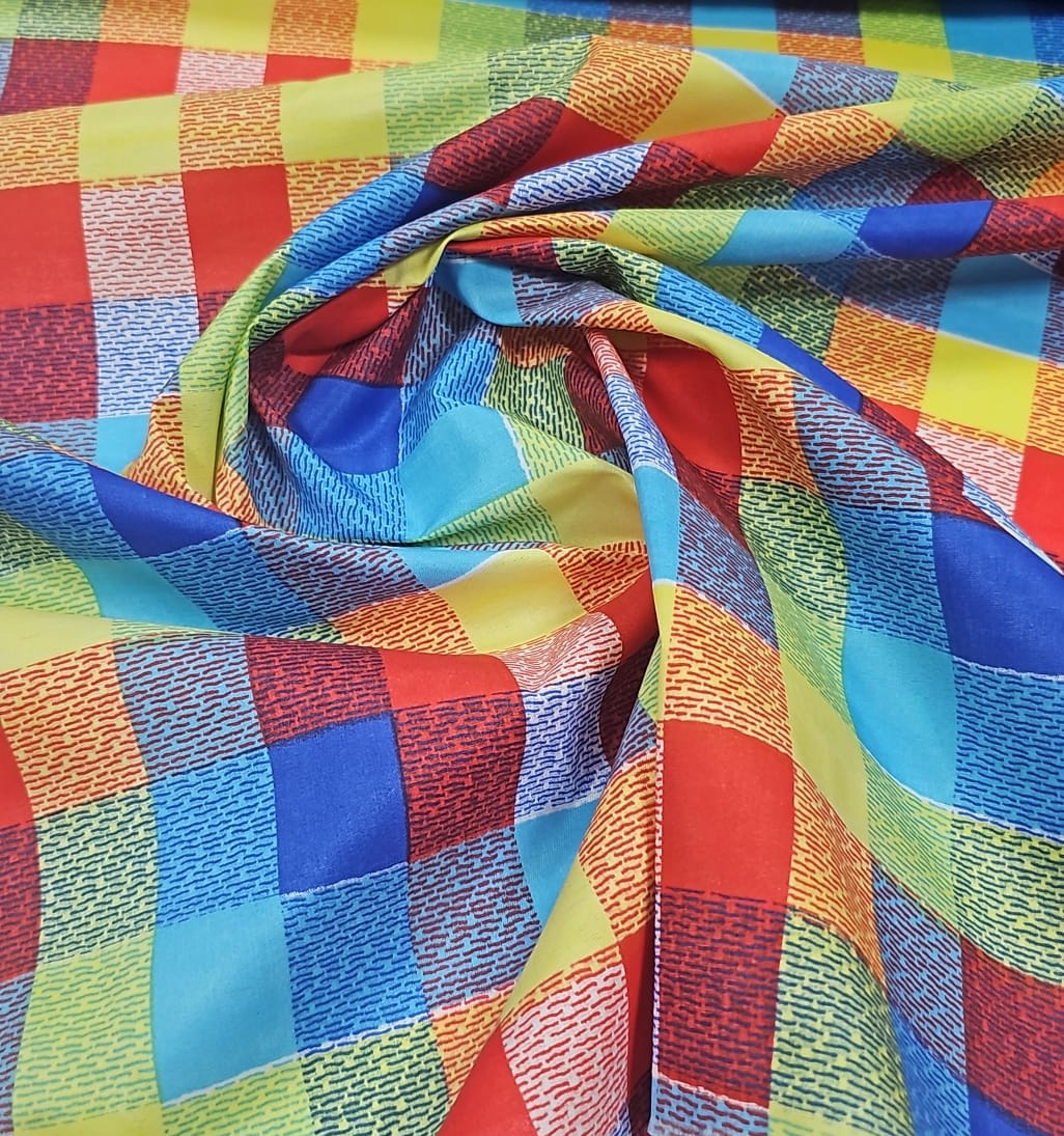 Chitão Estampado Xadrez Colorido