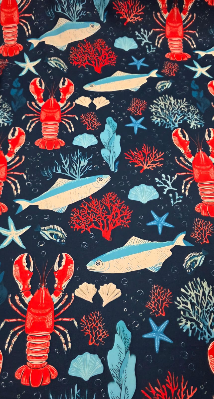 Crepe Duna Digital Fundo do Mar Azul Marinho