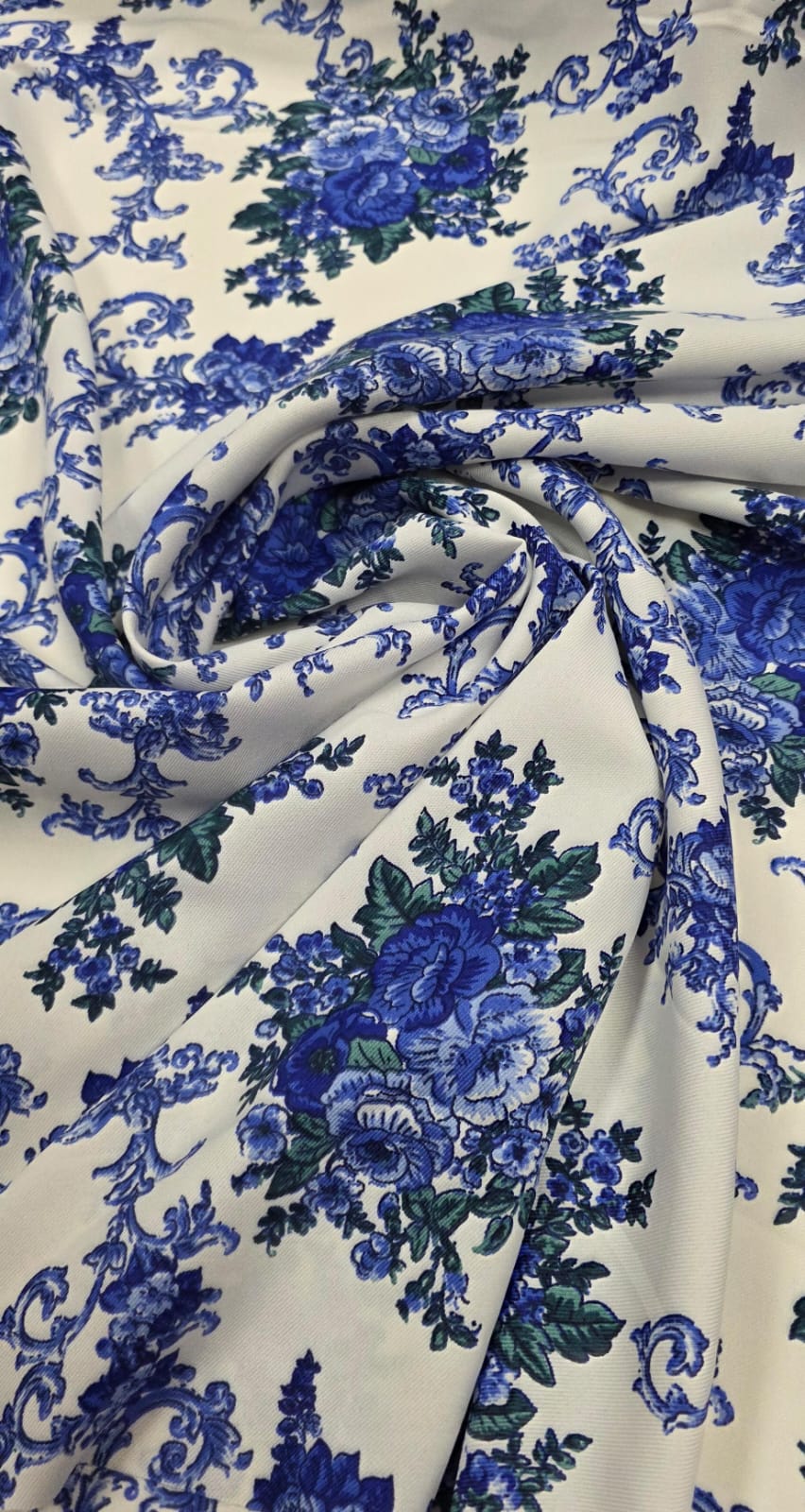 Crepe Duna Sarjado Digital Floral Porcelana