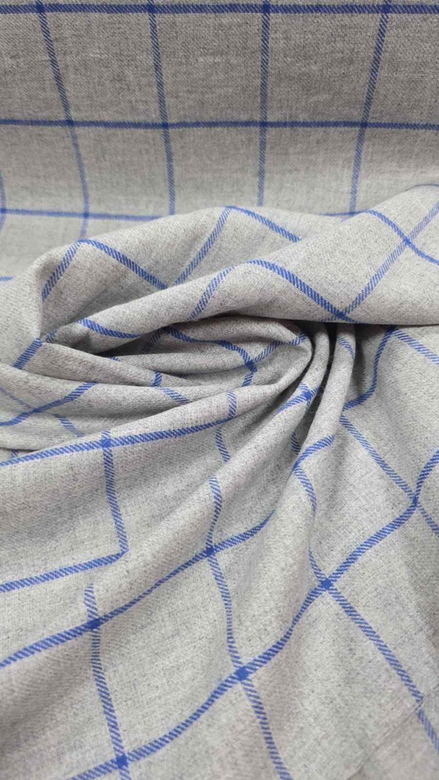 Flanela Xadrez Cinza e Azul Renaux 100% Algodão