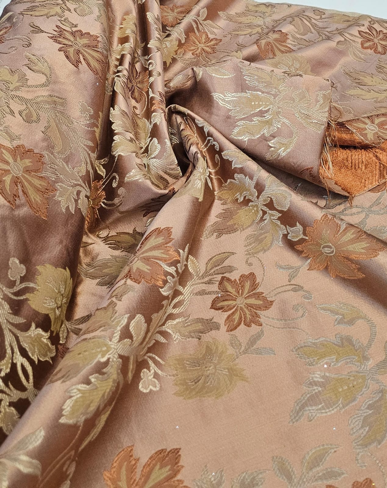 Jacquard Gobelem  Dupla Face Calux  Floral Cobre