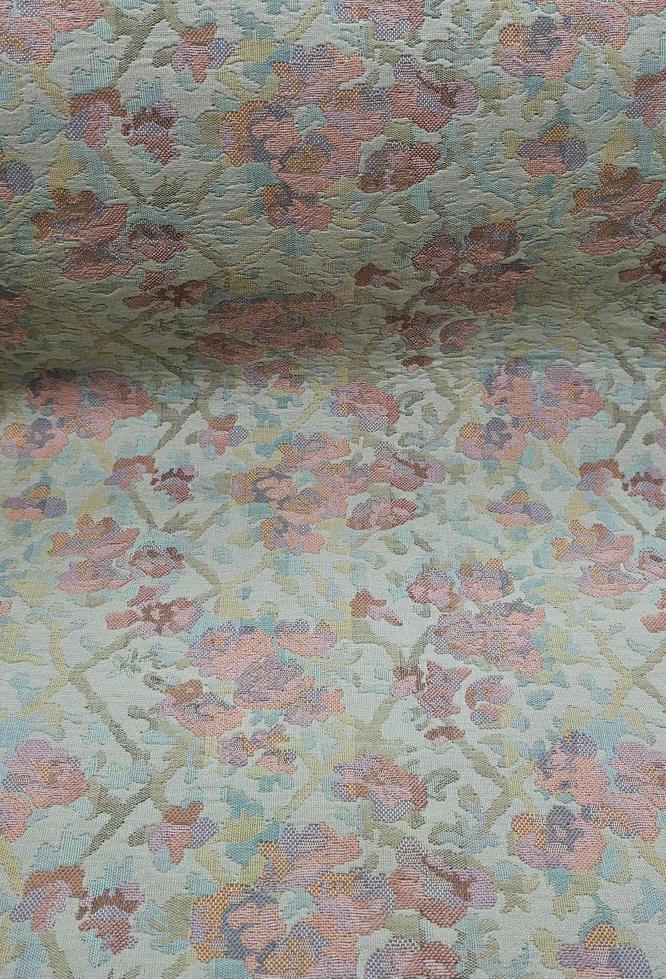 Jacquard Gobelem Pesado Adamascado Tapecol Verde Menta Floral