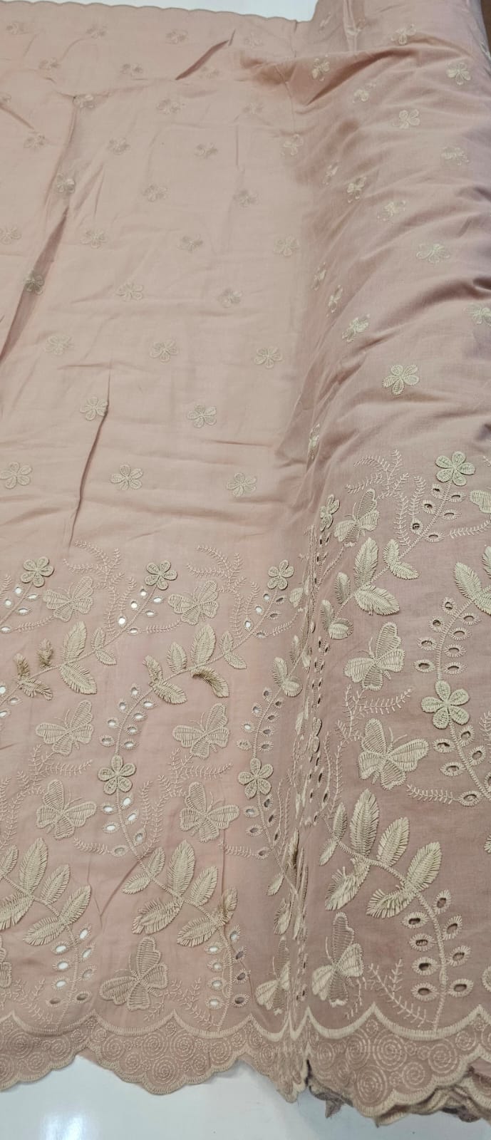 Layse Bordada Premium 3D Bicolor Rosê com Kaki - Só Tecidos - Todo