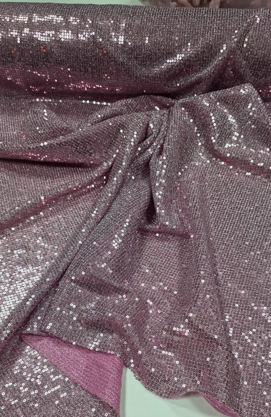 Lurex Bordado com Paetês Rosa Bebê