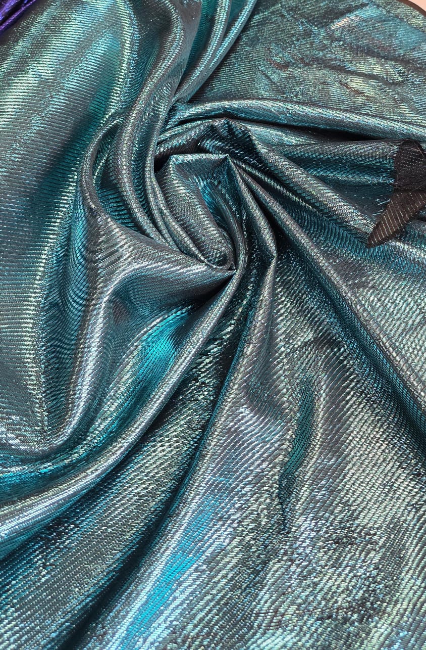 Lurex Brocado Laminado Sarjado Carnaval Azul Turquesa Claro