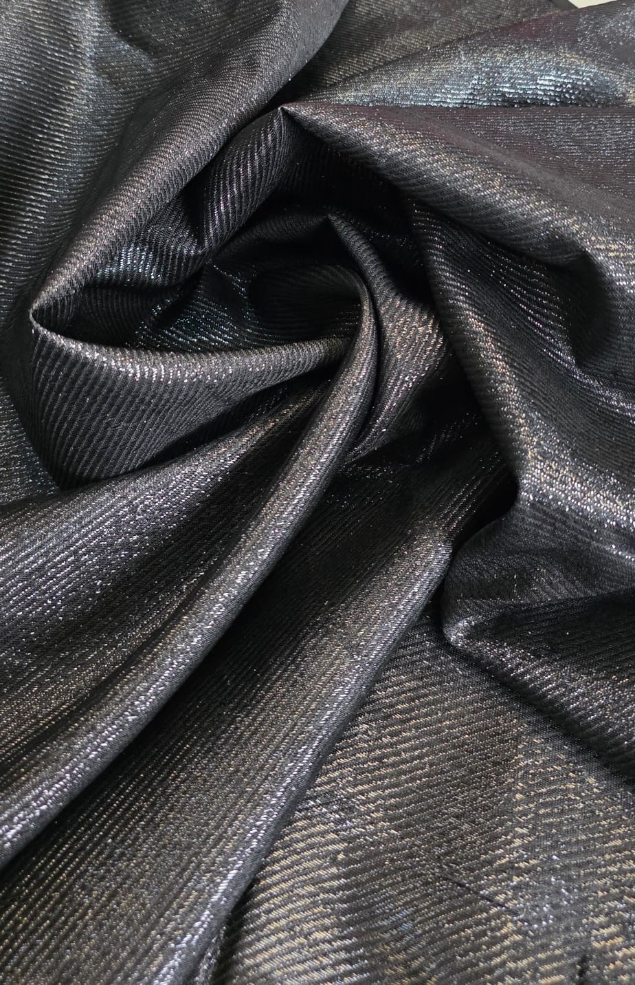 Lurex Brocado Laminado Sarjado Carnaval Preto