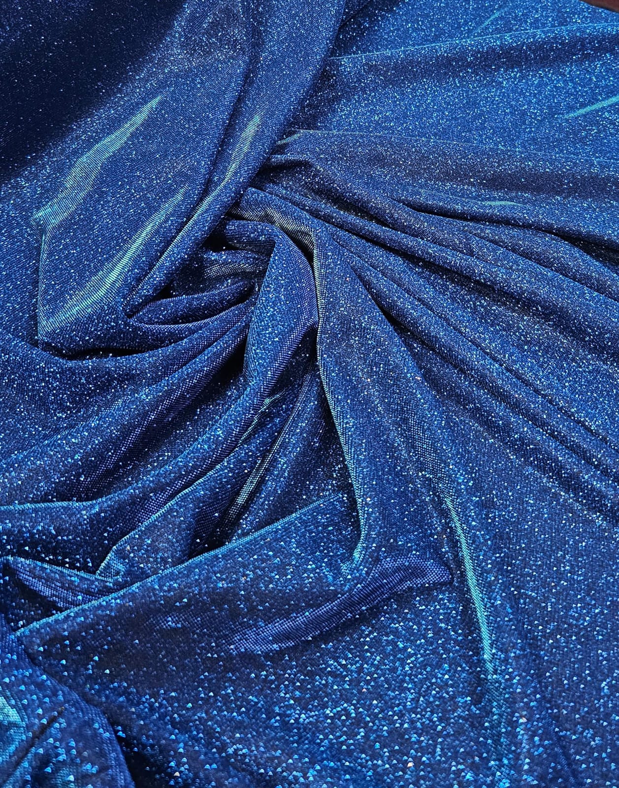 Malha Lurex Holográfica Azul Royal com Azul Turquesa Modelo 22064 