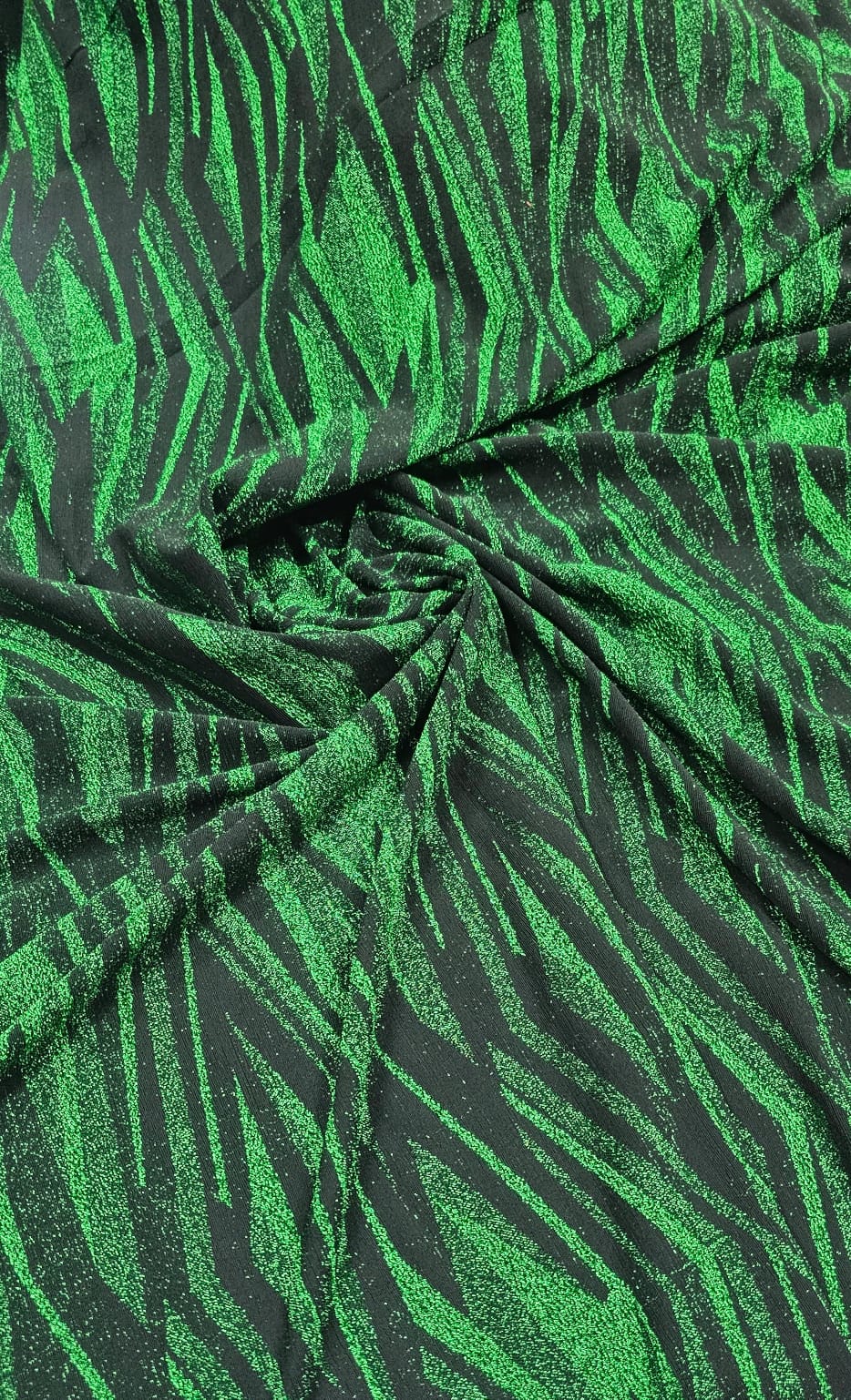 Malha Lurex Pesada Animal Print Zebra Verde e Preto
