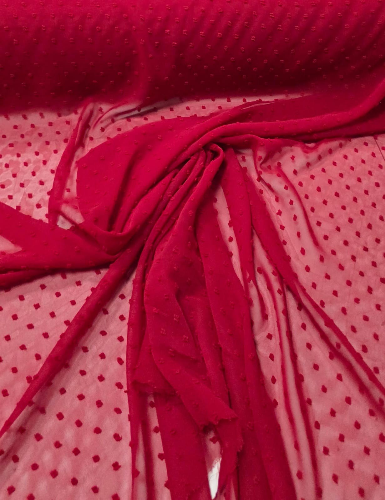 Mousseline Dots Vermelho Cereja