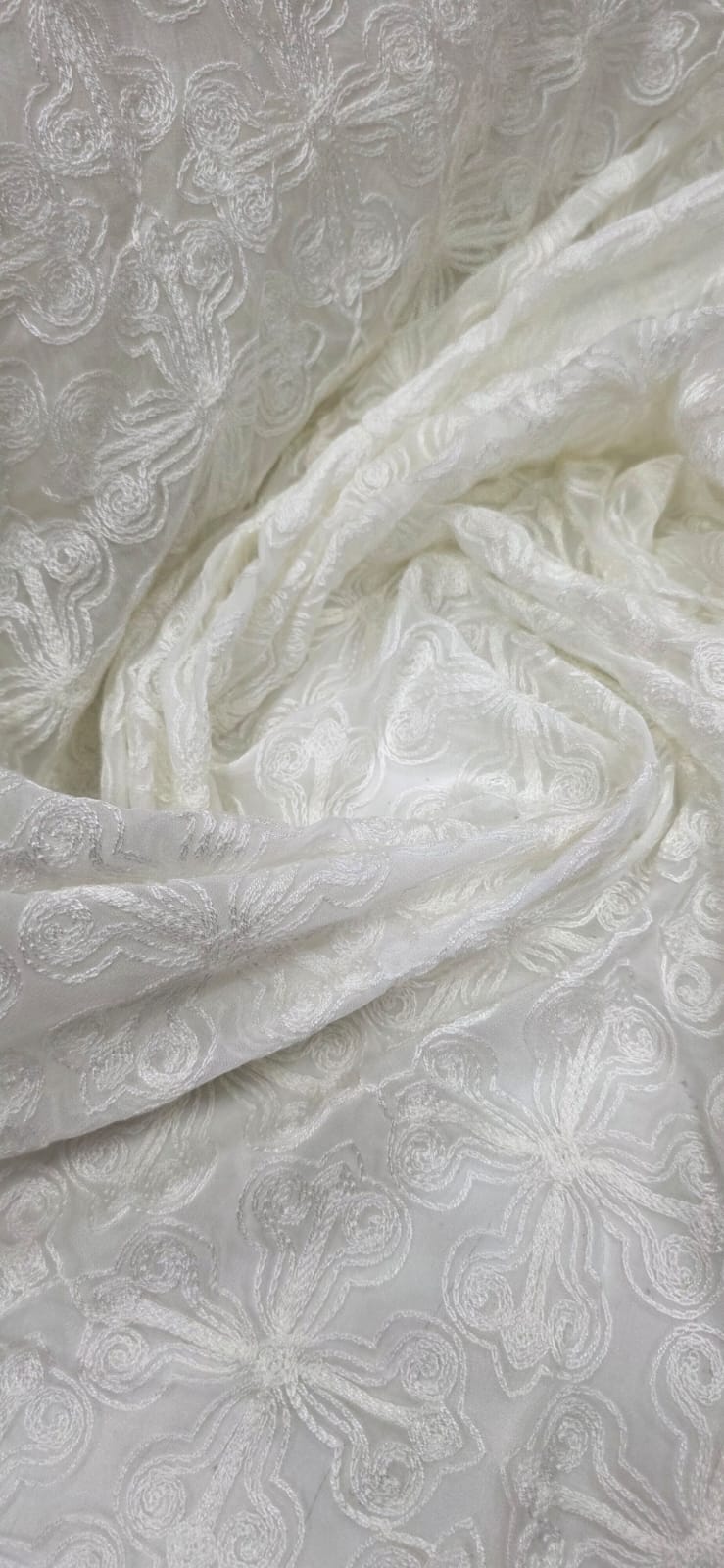 Mousseline Palha de Seda Bordada Litúrgica Off White