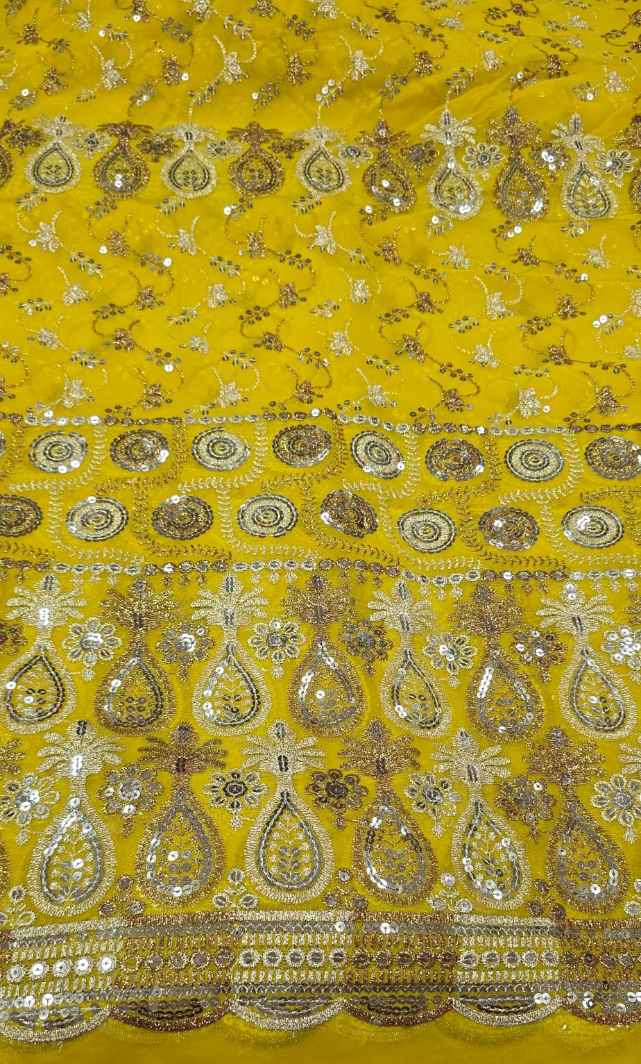 Mousseline Toque de Seda Bordada Indiana Amarelo ST04