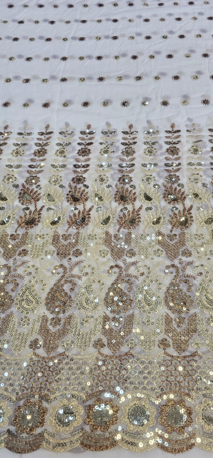 Mousseline Toque de Seda Bordada Indiana Branco