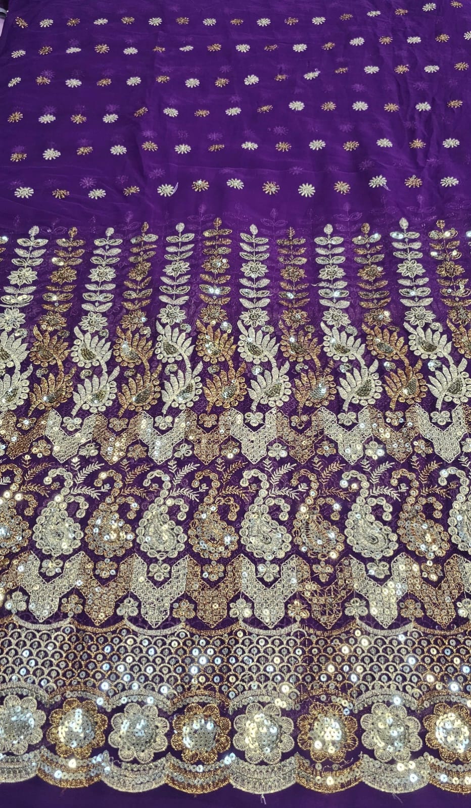 Mousseline Toque de Seda Bordada Indiana Roxo