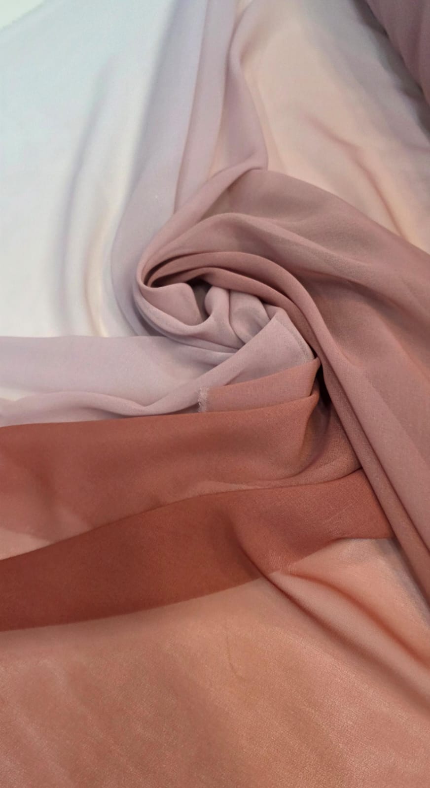 Mousseline Toque de Seda Degradê Terracota com Branco