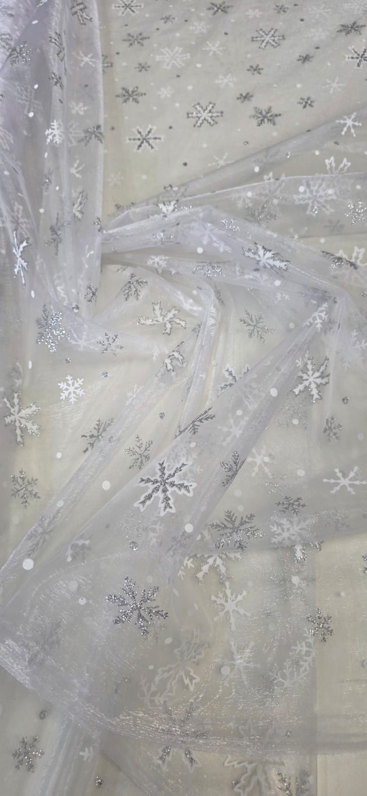 Organza Branco Frozen com Glitter