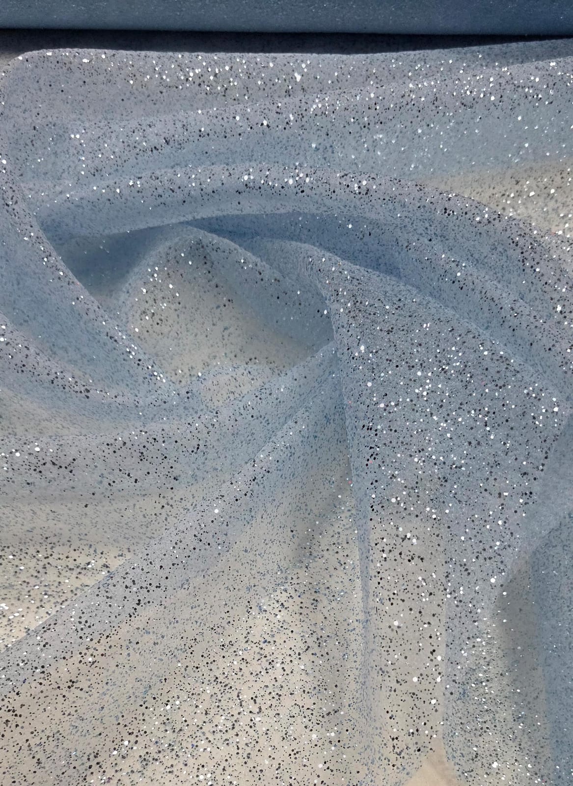 Organza com Glitter Azul Bebê