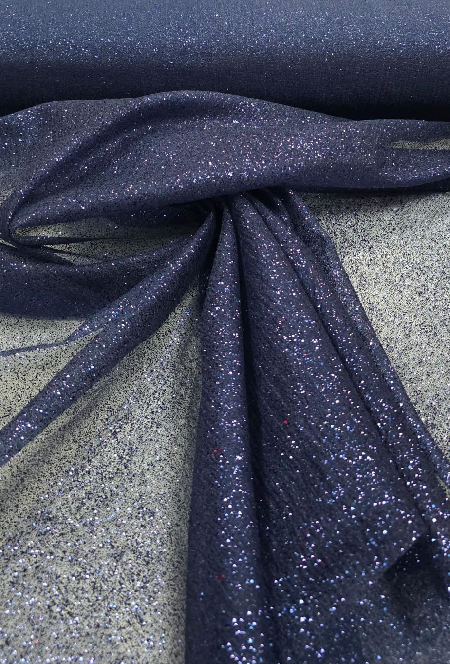 Organza com Glitter Azul Marinho