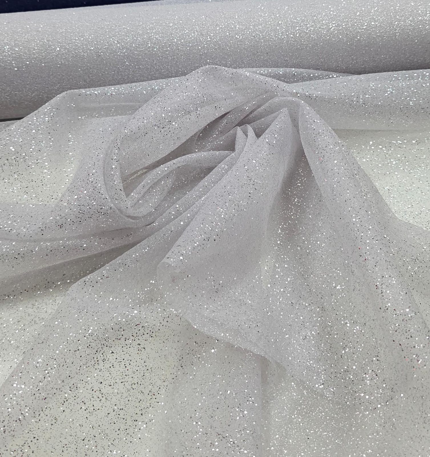 Organza com Glitter Prata
