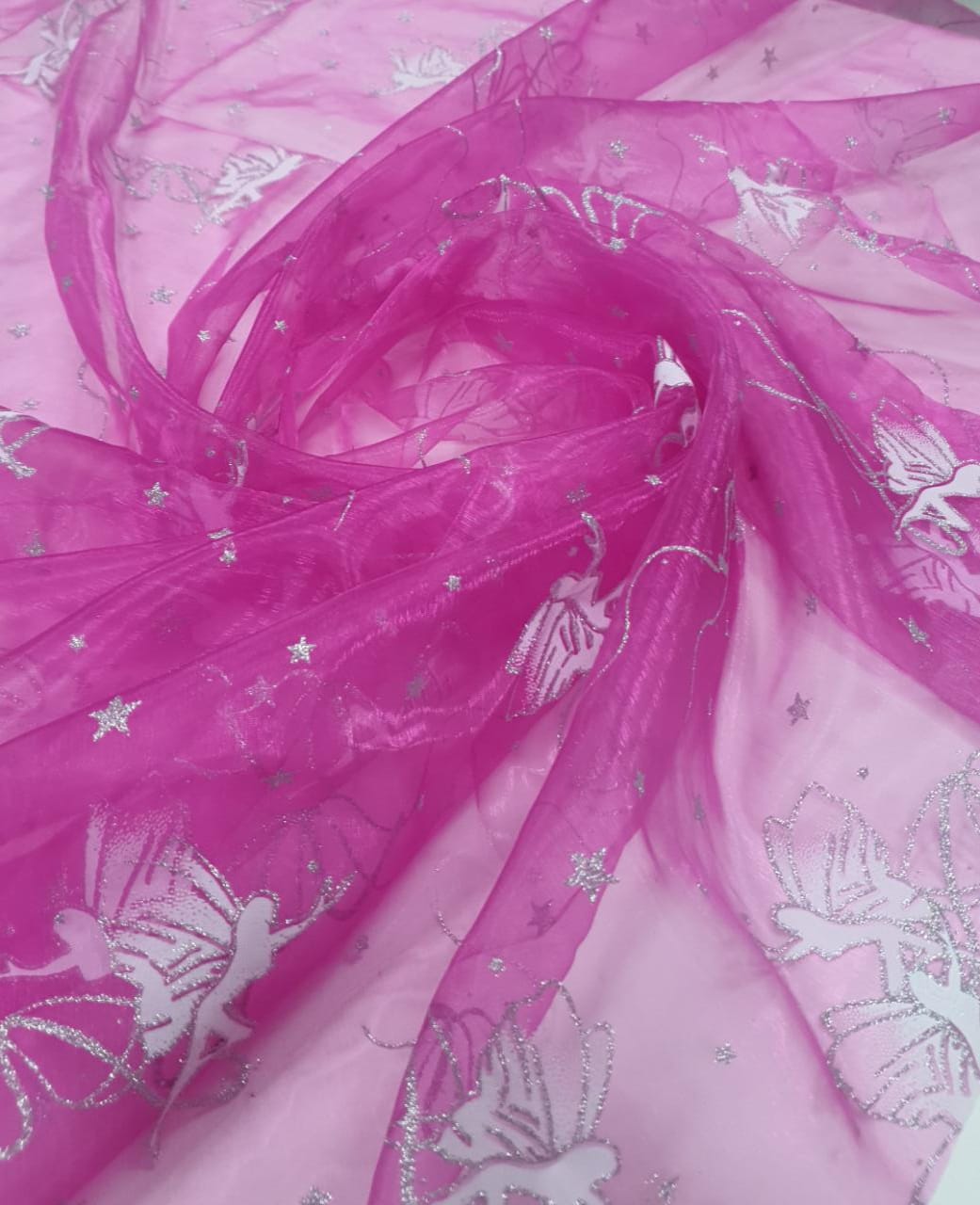 Organza Fada Rosa Pink com Glitter