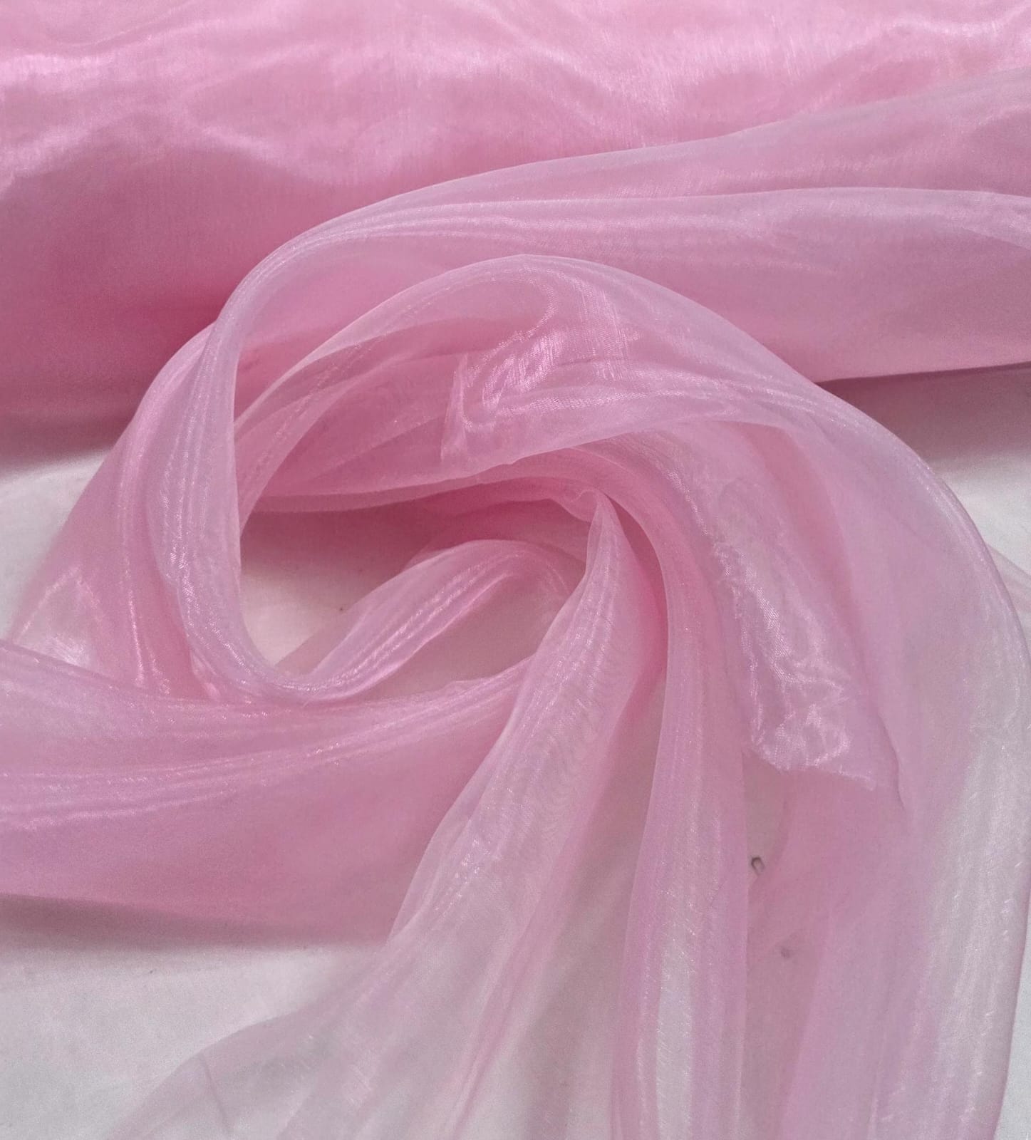 Organza Cristal de Poliamida Rosa Bebê