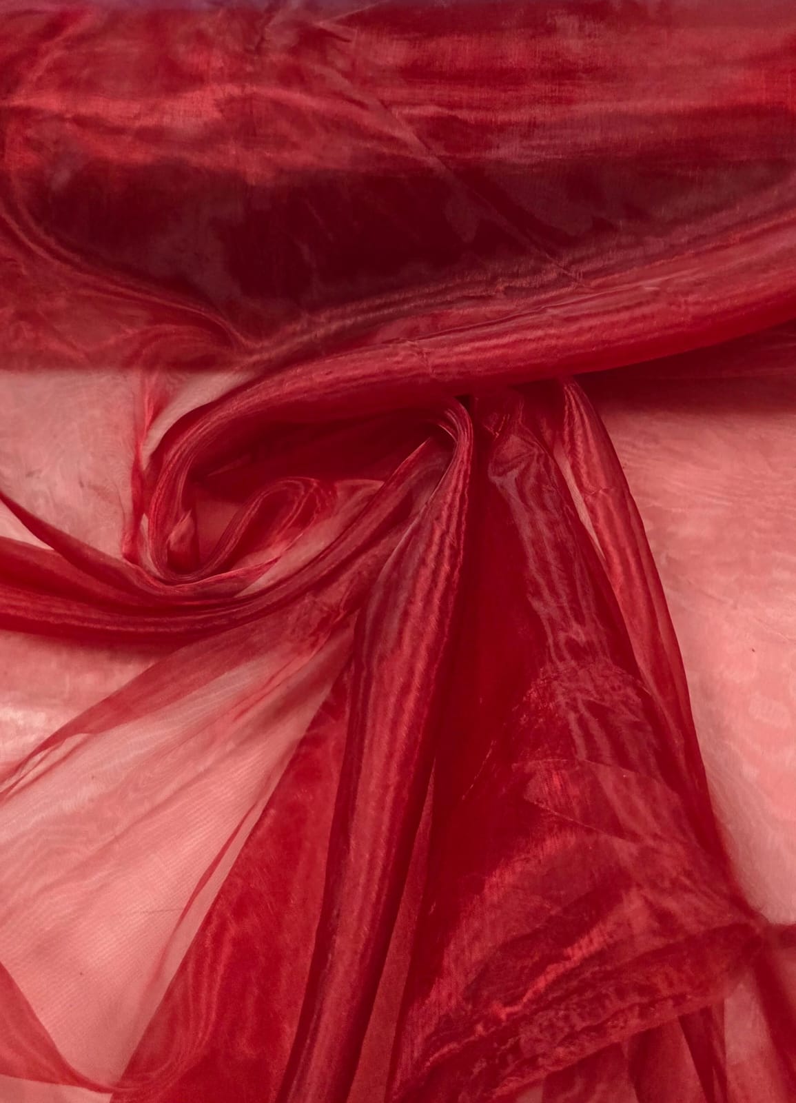 Organza Cristal Lisa Vermelho Cereja - 3m de Largura