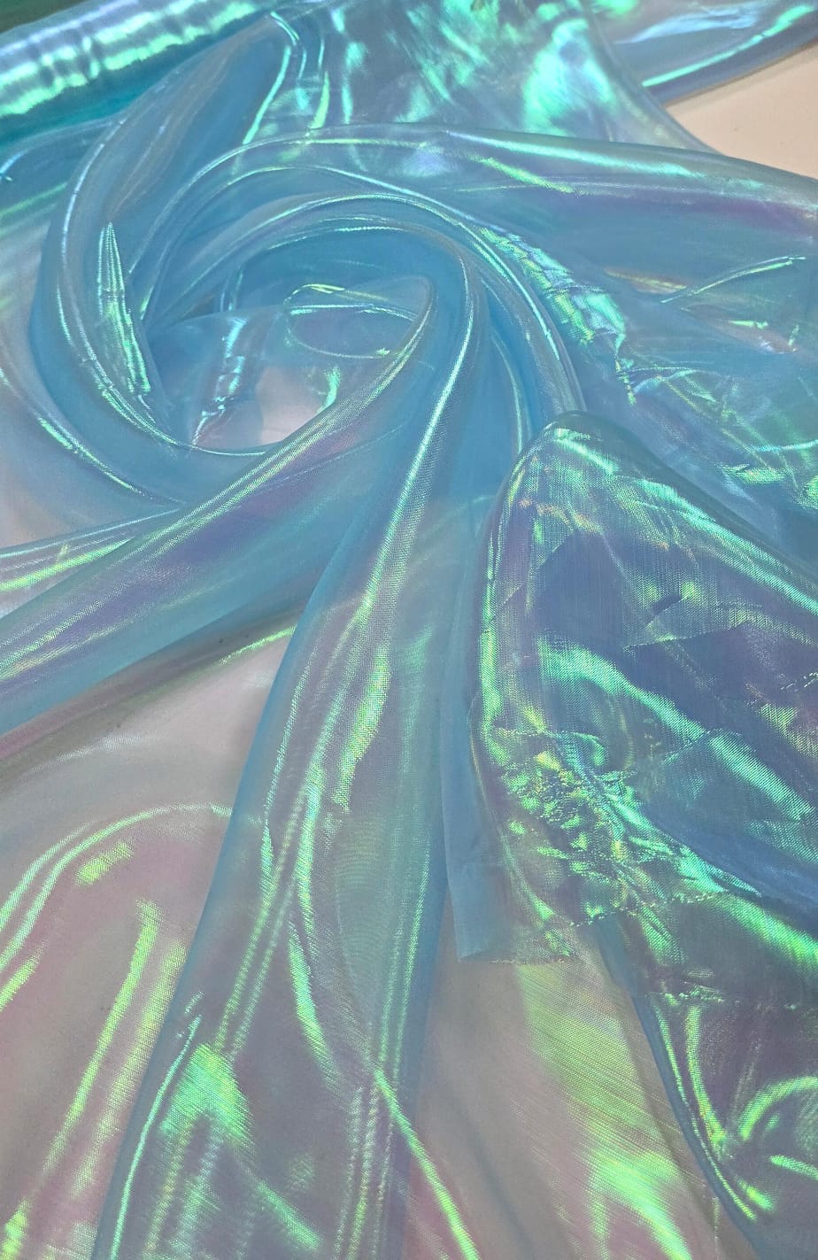 Organza Holográfica Azul Turquesa
