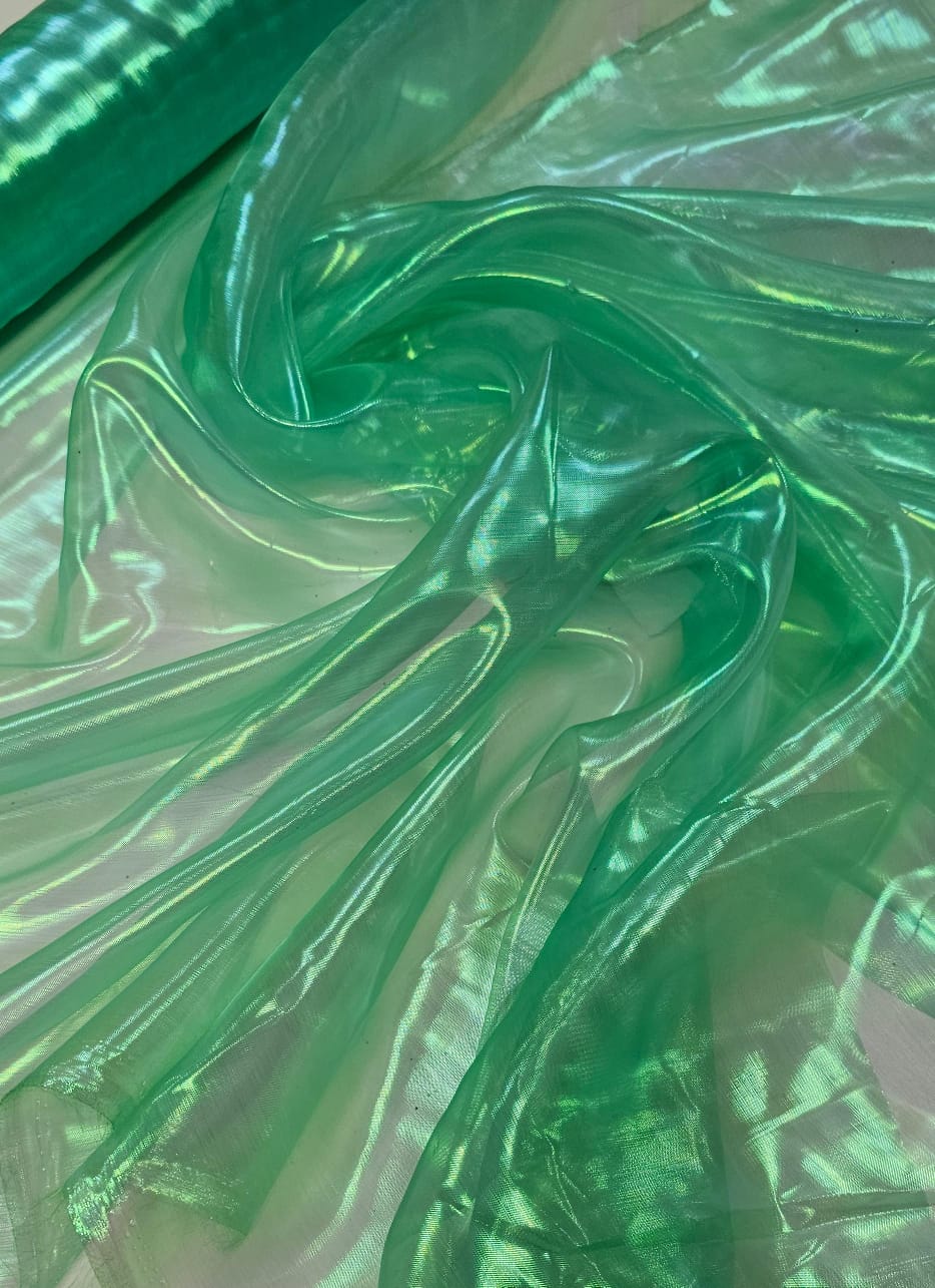 Organza Holográfica Verde Claro