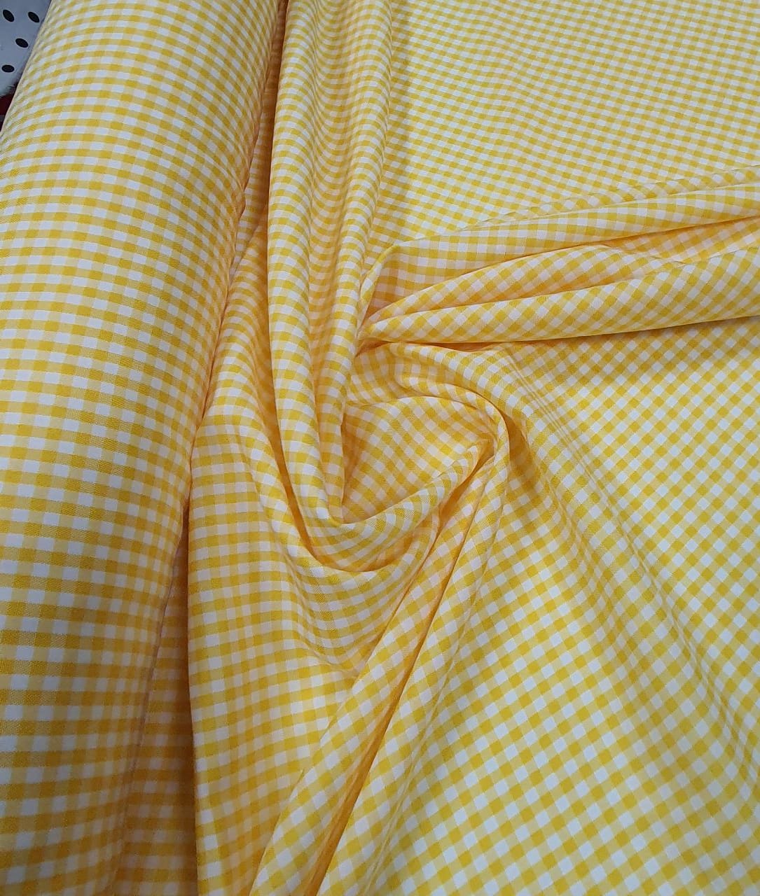 Tecido Tricoline Fio Tinto - Xadrez Amarelo 8mm - 50cm X150cm