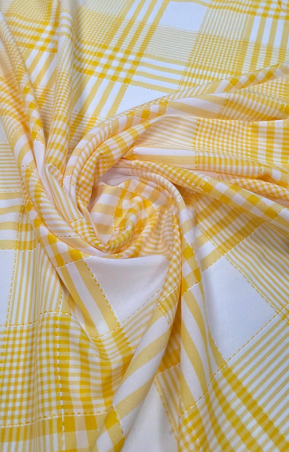 Oxford Fio Tinto Xadrez Patchwork Amarelo