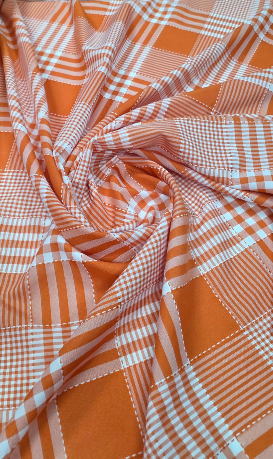 Oxford Fio Tinto Xadrez Patchwork Laranja