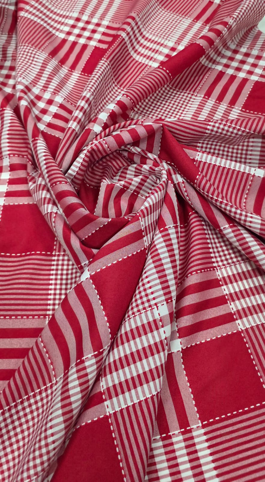 Oxford Fio Tinto Xadrez Patchwork Vermelho