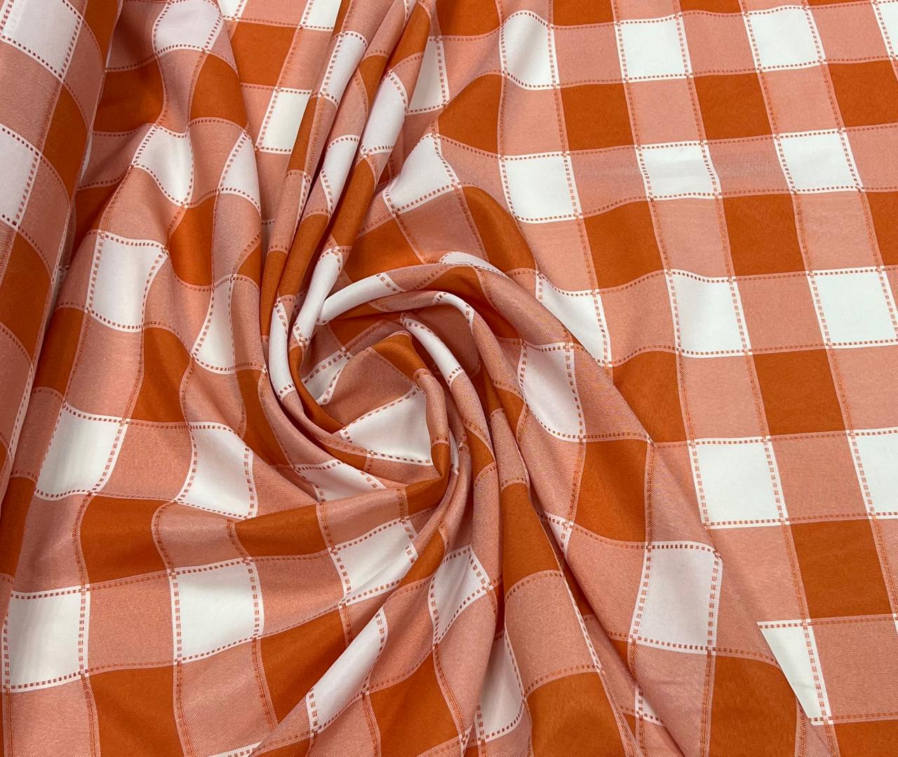 Oxford Fio Tinto Xadrez Piquenique Laranja