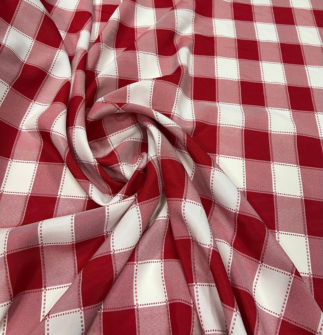 Oxford Fio Tinto Xadrez Piquenique Vermelho