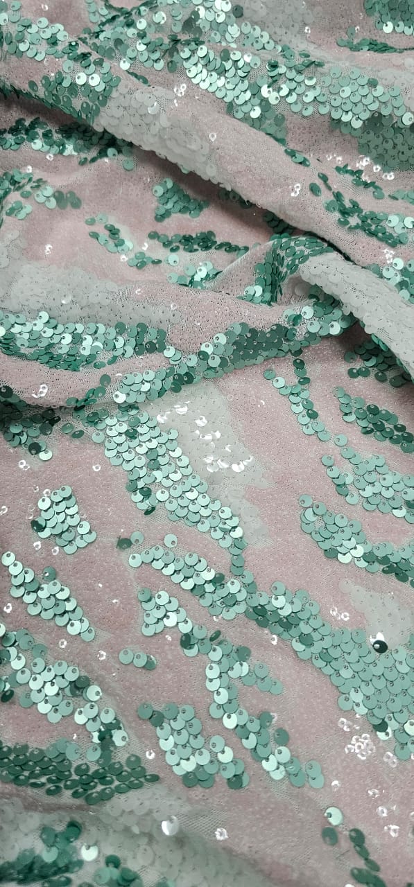 Paetê Bordado Alegranza Rosa e Verde