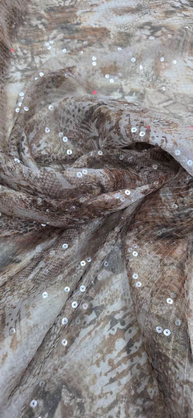 Paetê Bordado Animale Estampado Marrom
