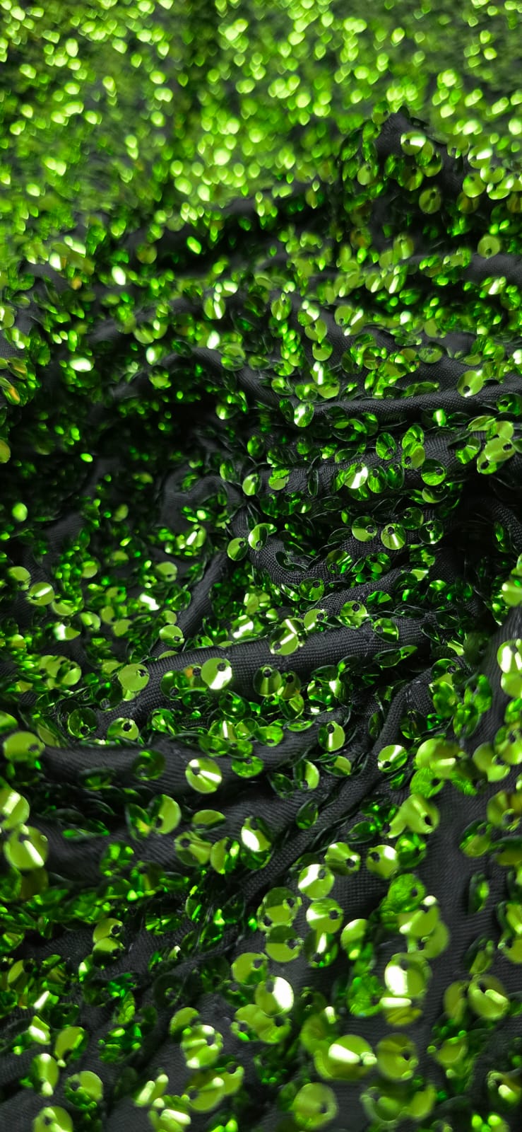 Paetê Bordado Glam Fundo Preto com Verde