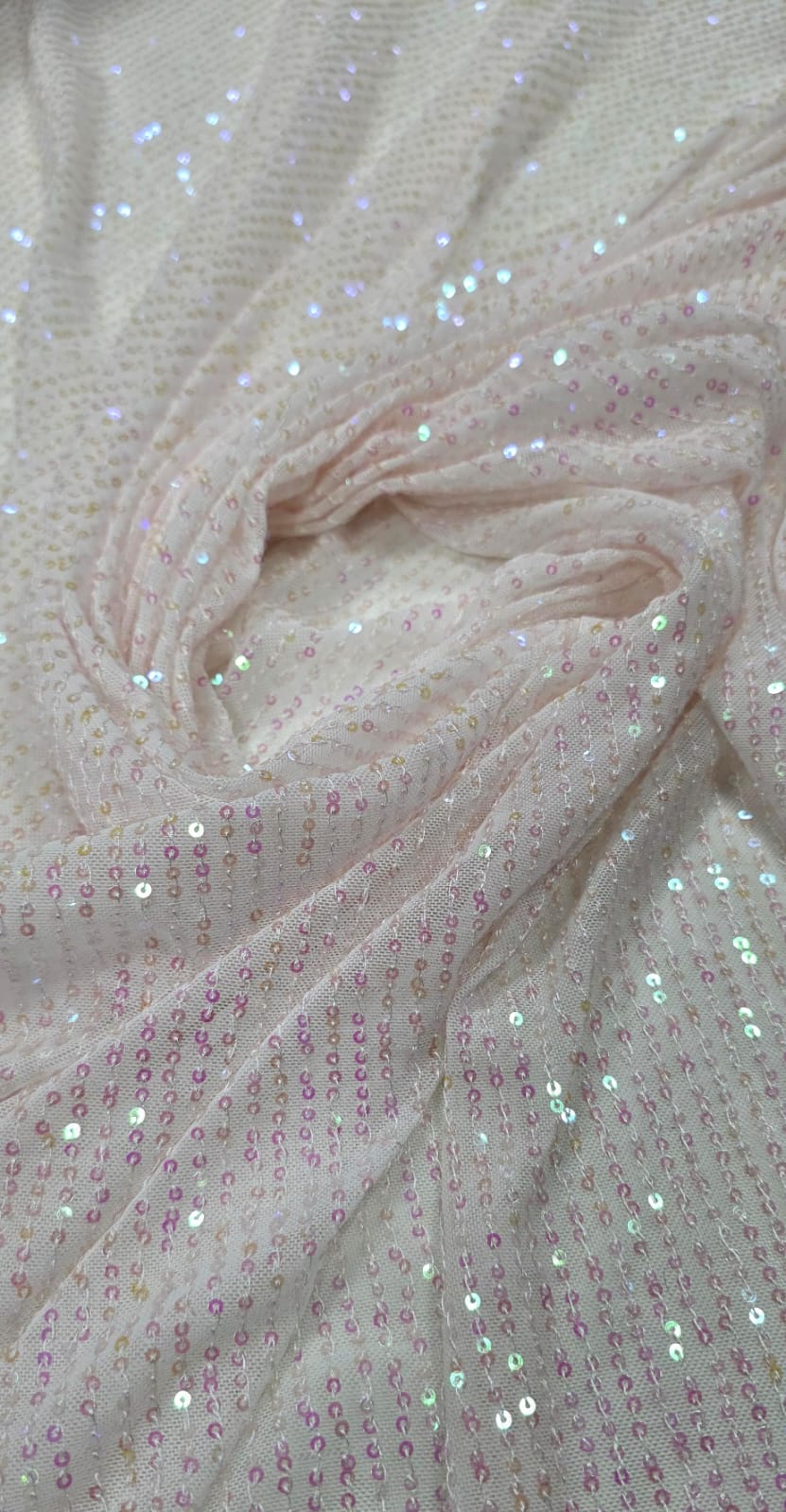 Paetê Bordado Glamour com Elastano Rosa Holográfico