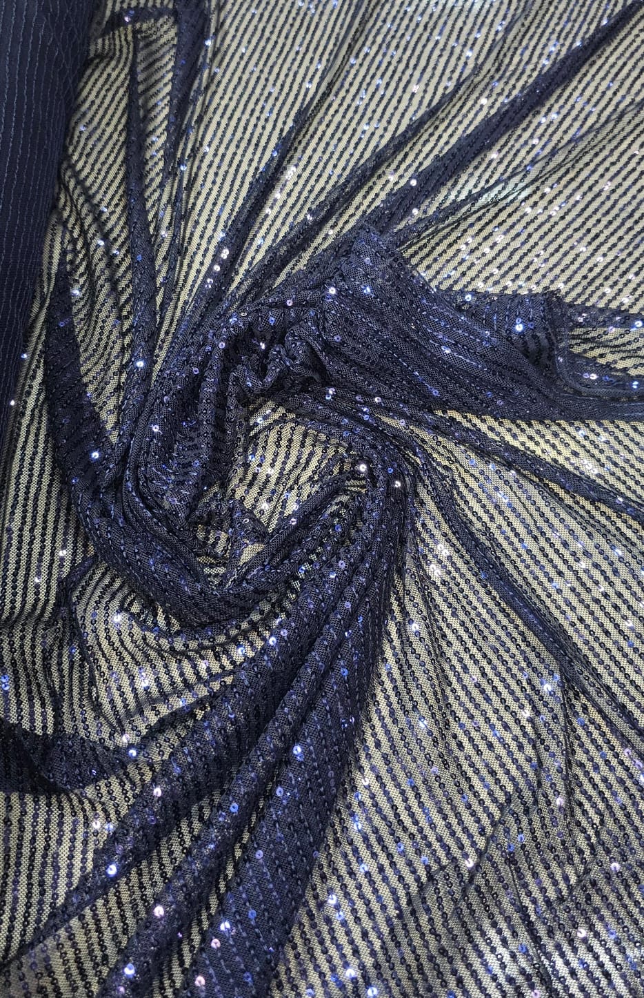 Paetê Bordado Glamour Light com Elastano Azul Marinho