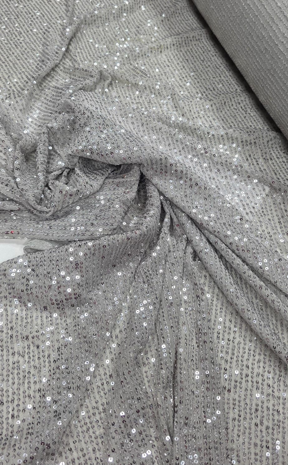 Paetê Bordado Glamour Light com Elastano Prata