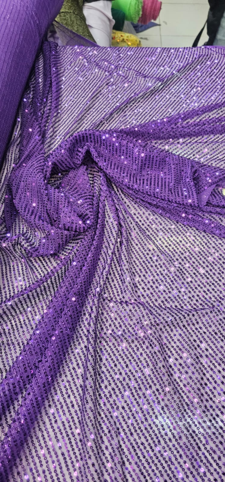 Paetê Bordado Glamour Light com Elastano Roxo