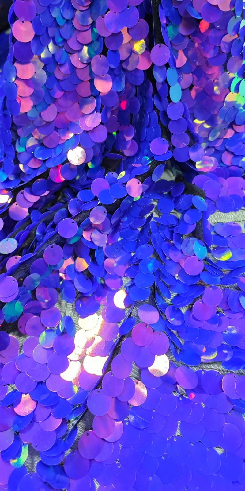 Paetê Bordado Metalic Holográfico Azul com Roxo Modelo 02